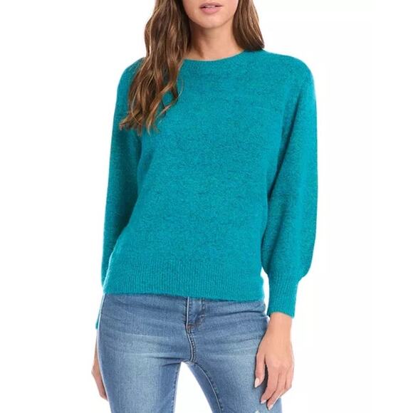Karen Kane Teal Blouson Sleeve Alpaca Blend Sweater Small - Picture 1 of 8
